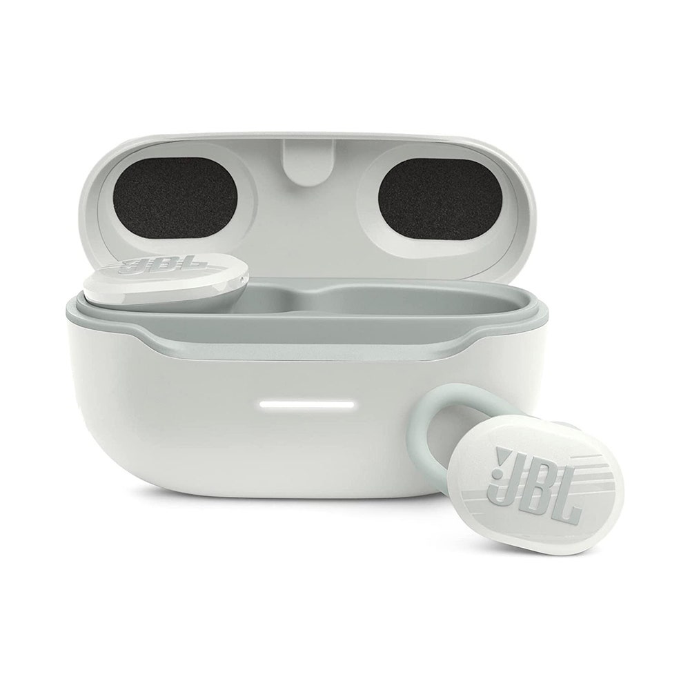 White earphones with charging case