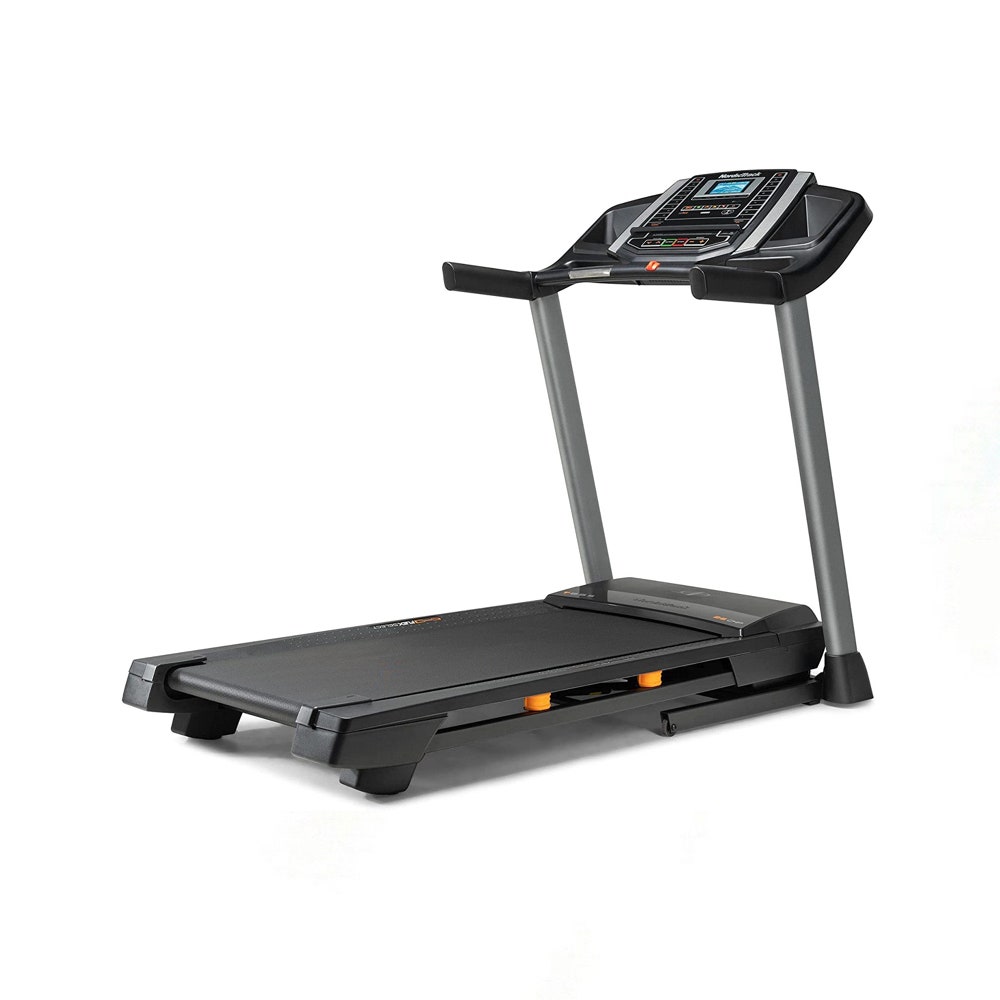 NordicTrack T-Series Black and Gray Treadmill on a white background