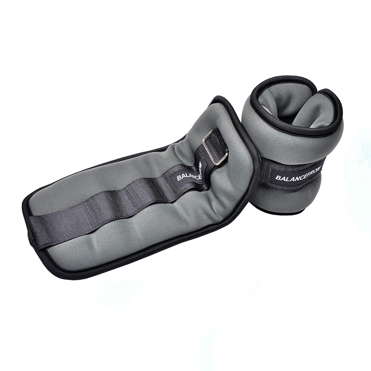 Gray BalanceBy GoFit Fully Adjustable Ankle Wrist Arm Leg Weights on a white background