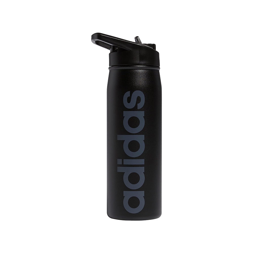 Black bottle with straw cap
