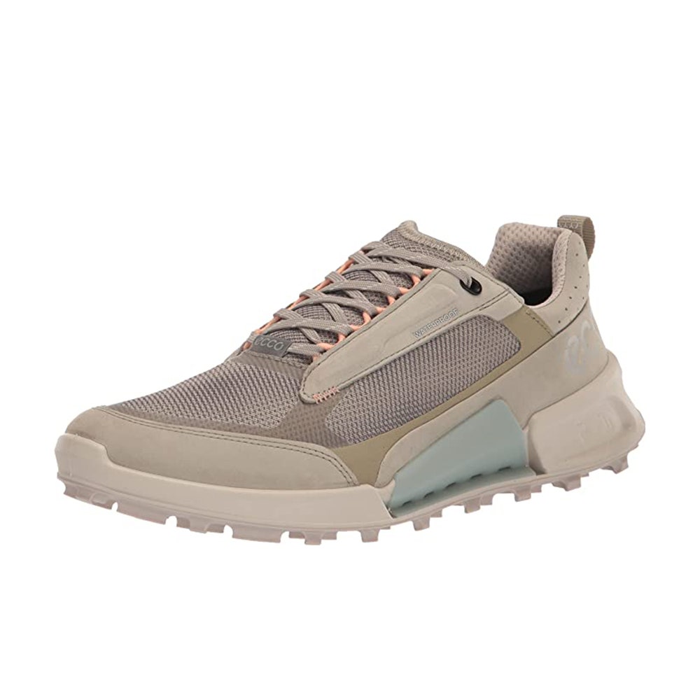 Beige trail running shoe